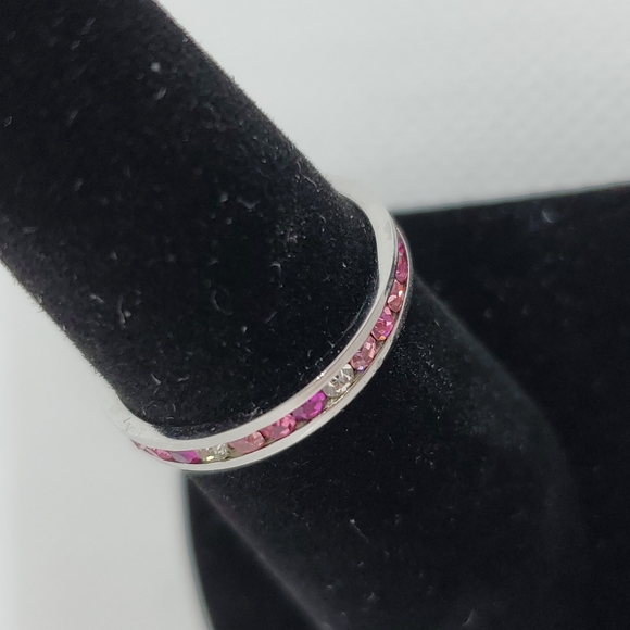 Pink sterling eternity band ring - Picture 3 of 5